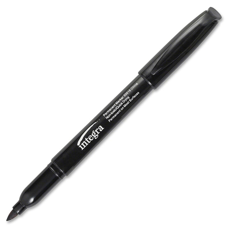 Integra Permanent Marker, Fine Point, Fade/Water Resistant, Black (ITA30016)